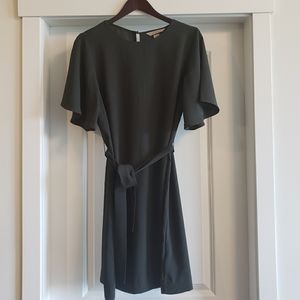 H&M Dark Green Tie-Waist Dress